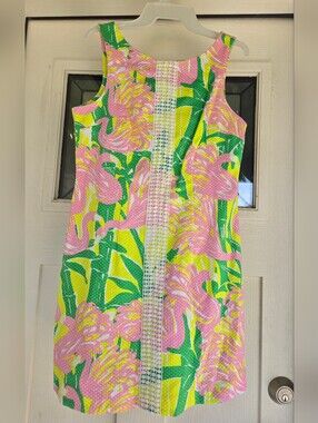 Lilly Pulitzer Pink Green Yellow Floral Sleeveless Mini Dress